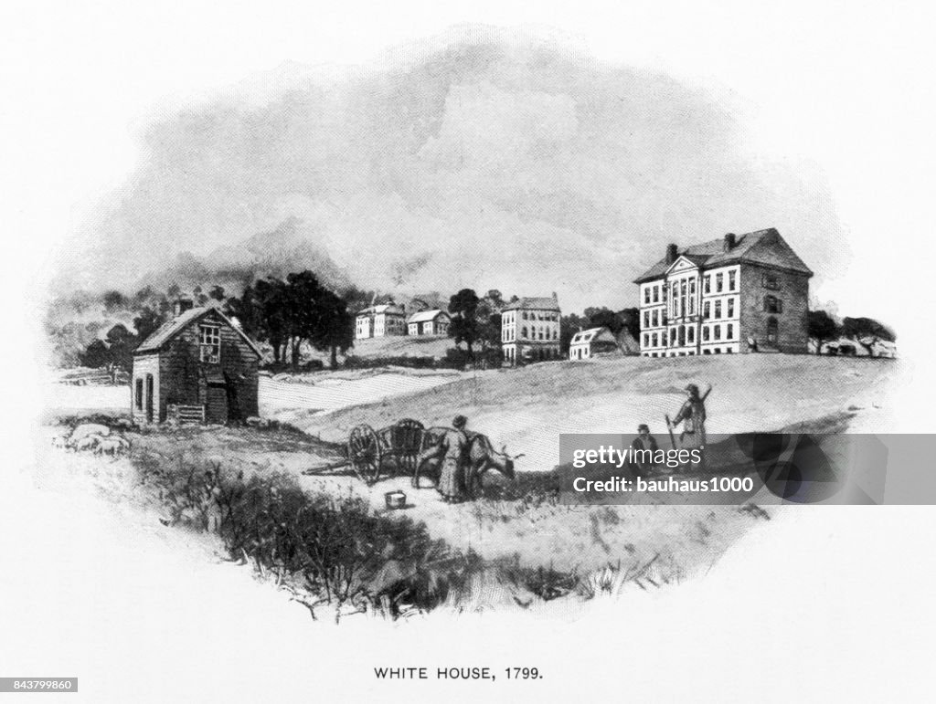 Early Illustration of The U.S. Capital, Washington, D.C., United States, Antique American Illustration, 1900