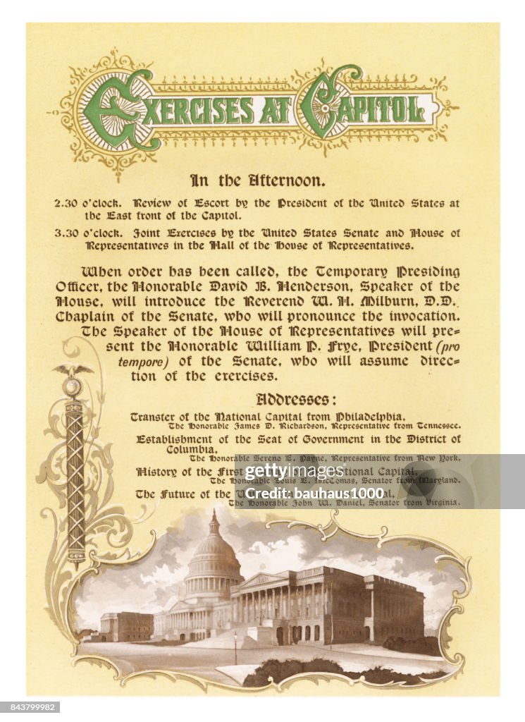 Invitation to the Washington, D.C., Centennial Celebration, United States, Antique American Illustration, 1900