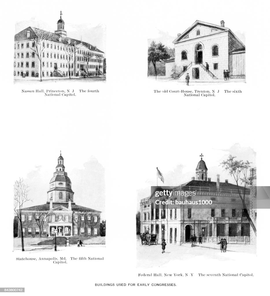 U.S. Buildings of the United States Which were Used for Congress, Antique American Photograph, 1900