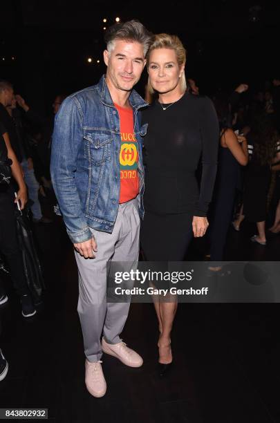 Eric Rutherford and Yolanda Hadid attend the Desigual fashion show during New York Fashion Week at Gallery 1, Skylight Clarkson Sq on September 7,...