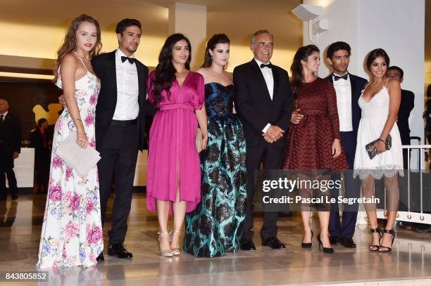 Lou Luttiau, Shain Boumedine, Hafsia Herzi, Alexia Chardard, Alberto Barbera, Ophelie Bau, Salim Kechiouche and Mel Einda El Asfour walk the red...