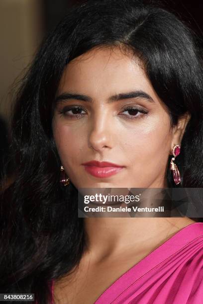 Hafsia Herzi walks the red carpet ahead of the 'Mektoub, My Love: Canto Uno' screening during the 74th Venice Film Festival at Sala Grande on...