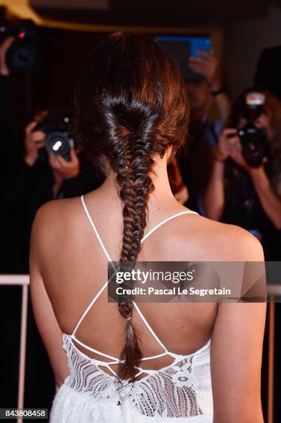 Mel Einda El Asfour walks the red carpet ahead of the 'Mektoub, My Love: Canto Uno' screening during the 74th Venice Film Festival at Sala Grande on...