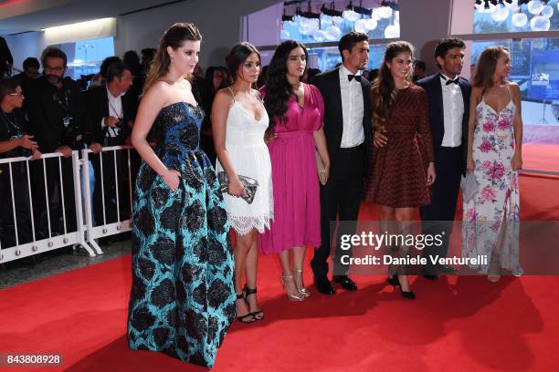 Alexia Chardard , Mel Einda El Asfour, Shain Boumedine, Hafsia Herzi, Ophelie Bau, Salim Kechiouche and Lou Luttiau walk the red carpet ahead of the...