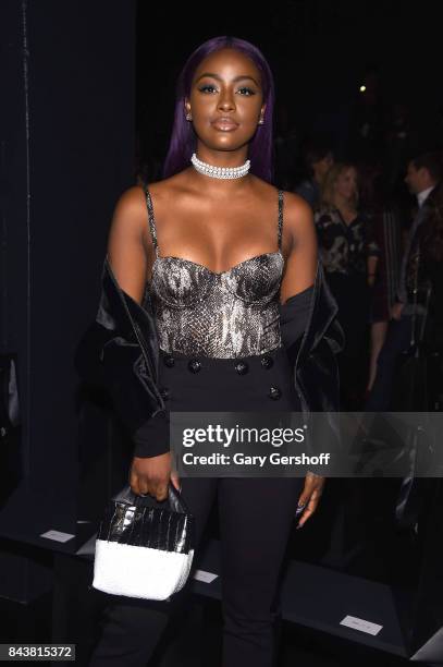 Singer and actress Justine Skye attends the Desigual fashion show during New York Fashion Week at Gallery 1, Skylight Clarkson Sq on September 7,...