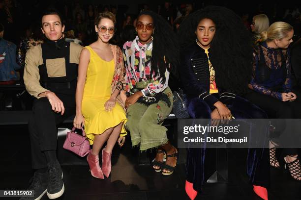 Musician Ian Mellencamp, Jazmin Grimaldi, Bloggers Cipriana and TK Quann attend Desigual fashion show during New York Fashion Week: The Shows at...