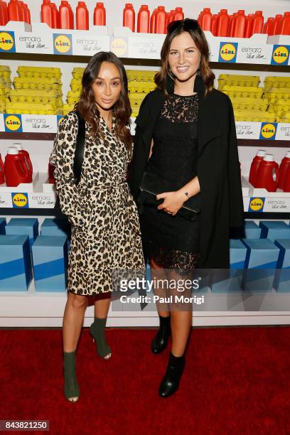 Actress Cara Santana and Global 6 Influencer Maren Wolf of Germany attend the Esmara By Heidi Klum Lidl Fashion Presentation at New York Fashion Week...