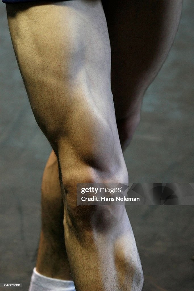 Dancers muscular legs