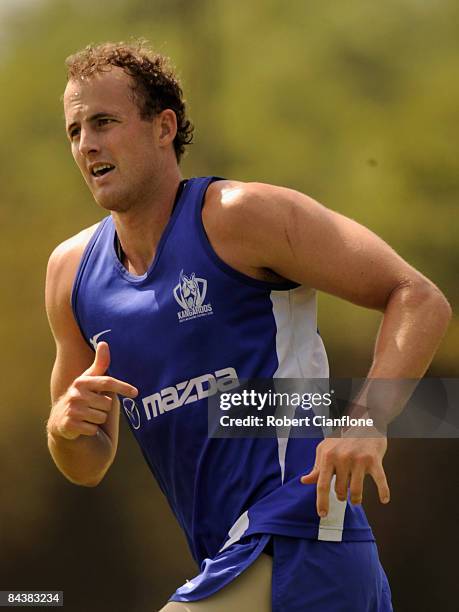 David Hale of the Kangaroos in action during a Kangaroos AFL training session at Arden Street Oval on January 21, 2009 in Melbourne, Australia.