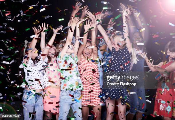 group of children having fun at a party - kid dancing stock pictures, royalty-free photos & images