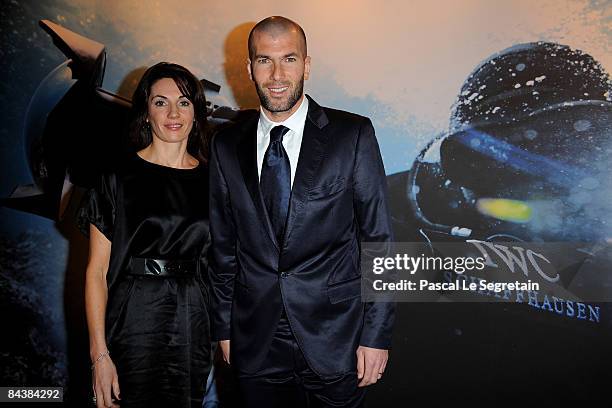 Veronique Zidane and Zinedine Zidane attend the IWC Schaffhausen Party during the Salon International de la Haute Horlogerie at Geneva Palexpo on...