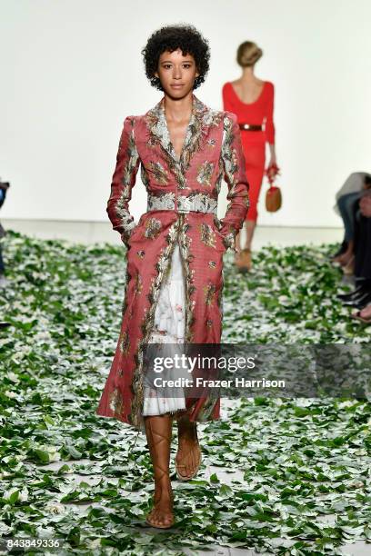 Model walks the runway for the Brock Collection fashion show during New York Fashion Week Presented By MADE at Gallery 2, Skylight Clarkson Sq on...