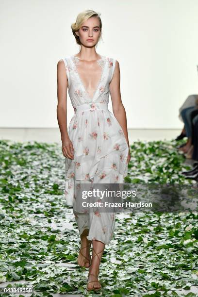 Model walks the runway for the Brock Collection fashion show during New York Fashion Week Presented By MADE at Gallery 2, Skylight Clarkson Sq on...