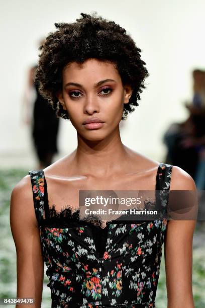 Model walks the runway for the Brock Collection fashion show during New York Fashion Week Presented By MADE at Gallery 2, Skylight Clarkson Sq on...