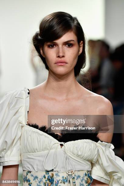 Model walks the runway for the Brock Collection fashion show during New York Fashion Week Presented By MADE at Gallery 2, Skylight Clarkson Sq on...