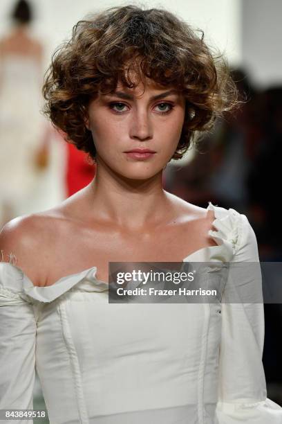 Model walks the runway for the Brock Collection fashion show during New York Fashion Week Presented By MADE at Gallery 2, Skylight Clarkson Sq on...