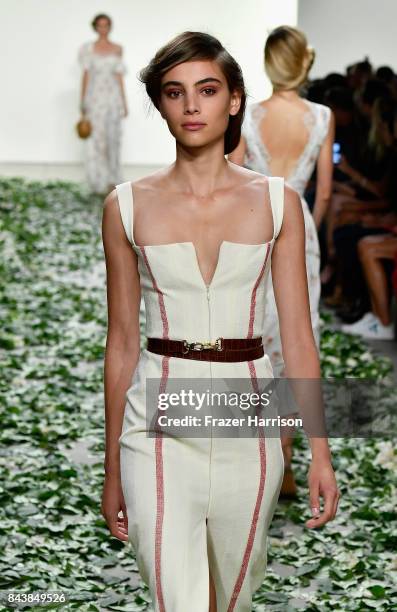 Model walks the runway for the Brock Collection fashion show during New York Fashion Week Presented By MADE at Gallery 2, Skylight Clarkson Sq on...