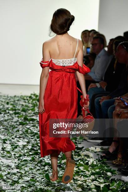 Model walks the runway for the Brock Collection fashion show during New York Fashion Week Presented By MADE at Gallery 2, Skylight Clarkson Sq on...