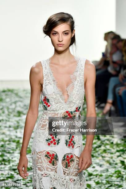 Model walks the runway for the Brock Collection fashion show during New York Fashion Week Presented By MADE at Gallery 2, Skylight Clarkson Sq on...