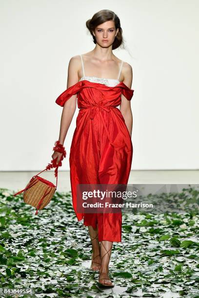 Model walks the runway for the Brock Collection fashion show during New York Fashion Week Presented By MADE at Gallery 2, Skylight Clarkson Sq on...