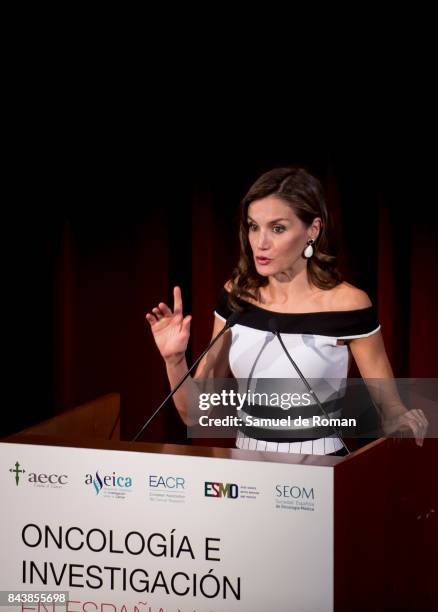 Queen Letizia Receives Members of Oncology Congress 'Esmo 2017' on September 7, 2017 in Madrid, Spain.