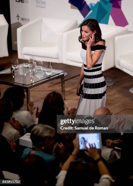 Queen Letizia Receives Members of Oncology Congress 'Esmo 2017' on September 7, 2017 in Madrid, Spain.