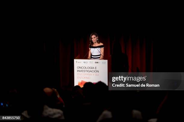 Queen Letizia Receives Members of Oncology Congress 'Esmo 2017' on September 7, 2017 in Madrid, Spain.