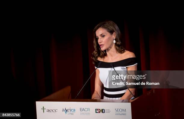 Queen Letizia Receives Members of Oncology Congress 'Esmo 2017' on September 7, 2017 in Madrid, Spain.