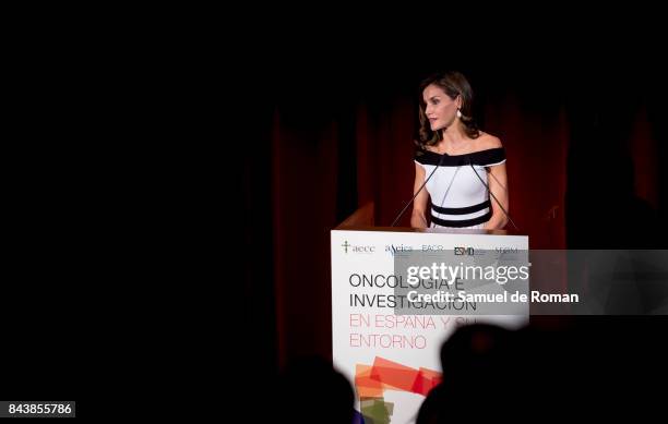 Queen Letizia Receives Members of Oncology Congress 'Esmo 2017' on September 7, 2017 in Madrid, Spain.