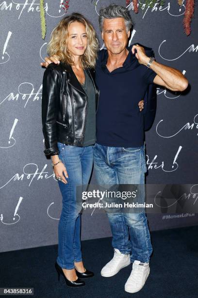 Helene de Fougerolles and her companion Marc Simoncini attend the French Premiere of "mother!" at Cinema UGC Normandie on September 7, 2017 in Paris,...