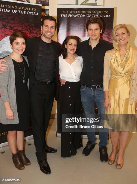 Mary Michael Patterson, Sean Thompson, Meghan Picerno, Gardar Thor Cortes and Karen Mason pose at a photo call for the National Tour of Andrew Lloyd...