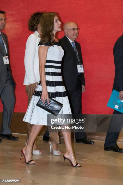 Queen Letizia of Spain receives members of Oncology Congress 'Esmo 2017' at the Museo Nacional del Prado on September 7, 2017 in Madrid, Spain.