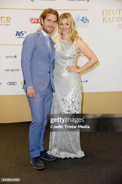 Nina Bott and her boyfriend Benjamin Baarz attend the Deutscher Radiopreis at Elbphilharmonie on September 7, 2017 in Hamburg, Germany.