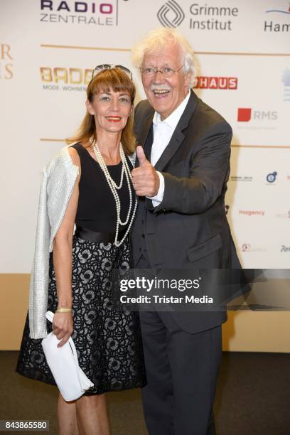 Carlo von Tiedemann and his wife Julia Laubrunn attend the Deutscher Radiopreis at Elbphilharmonie on September 7, 2017 in Hamburg, Germany.