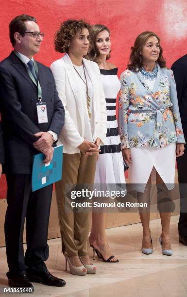 Queen Letizia of Spain and Dolors Monserrat during Oncology Congress 'Esmo 2017' on September 7, 2017 in Madrid, Spain.