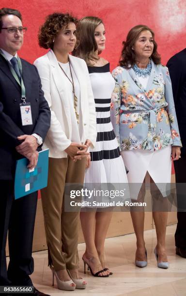 Queen Letizia of Spain and Dolors Monserrat during Oncology Congress 'Esmo 2017' on September 7, 2017 in Madrid, Spain.