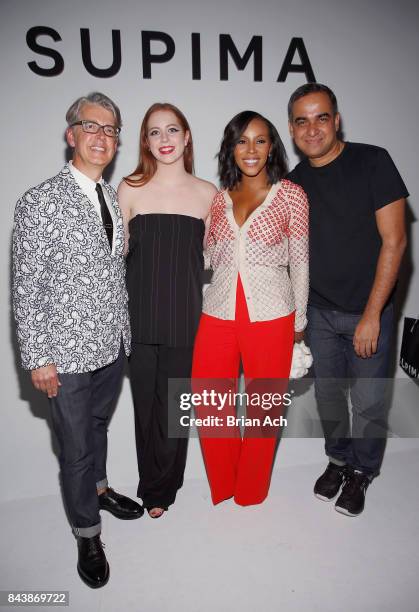 Buxton Midyette, winner Alyssa Wardrop, FIT, June Ambrose, and Bibhu Mohapatra at Supima Design Competition SS18 runway show during New York Fashion...