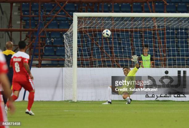 Vitor Baia repels the ball during the friendly football match between World Stars and Jordan Stars on September 7, 2017 in Amman, Jordan.