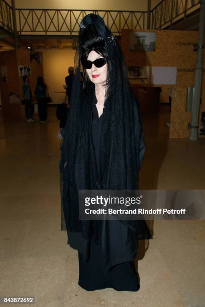 Diane Pernet attends the "Richard Wentworth a la Maison Alaia" Exhibition Opening at Azzedine Alaia Gallery on September 7, 2017 in Paris, France.