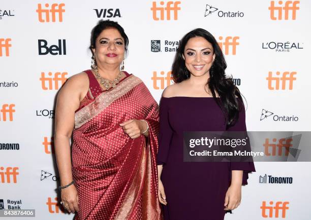 Madhu Chopra and Pakhi Tyrewala attend the 'Pahuna: The Little Visitors' premiere during the 2017 Toronto International Film Festival at Scotiabank...