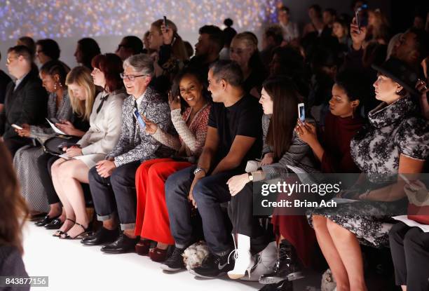 Buxton Midyette, June Ambrose, and Bibhu Mohapatra attend Supima Design Competition SS18 runway show during New York Fashion Week at Pier 59 on...