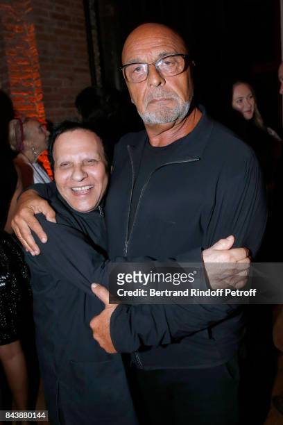 Azzedine Alaia and Jean-Baptiste Mondino attend the "Richard Wentworth a la Maison Alaia" Exhibition Opening at Azzedine Alaia Gallery on September...