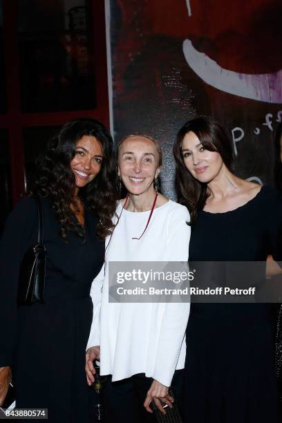 Afef Jnifen, Carla Sozzani and Monica Bellucci attend the "Richard Wentworth a la Maison Alaia" Exhibition Opening at Azzedine Alaia Gallery on...