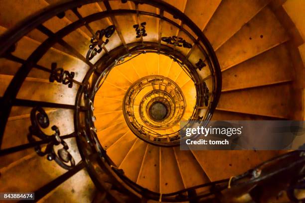 spiral staircase to the bell tower of st. stephen's cathedral. - bell curve stock pictures, royalty-free photos & images