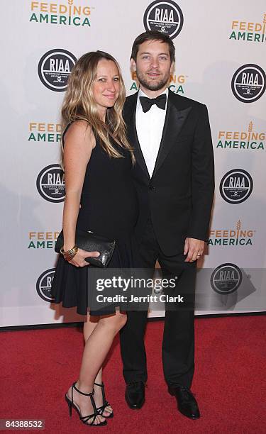 Actor Toby Maguire and wife Jennifer Meyer-Maguire attends the RIAA and Feeding America Inauguration Charity Ball at Ibiza on January 20, 2009 in...