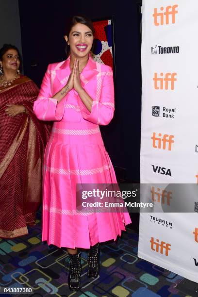 Madhu Chopra and Priyanka Chopra attend the 'Pahuna: The Little Visitors' premiere during the 2017 Toronto International Film Festival at Scotiabank...