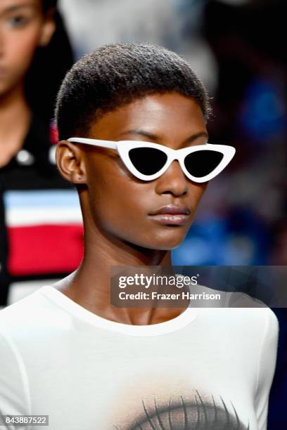 Model walks the runway for Adam Selman fashion show during New York Fashion Week Presented By MADE at Gallery 2, Skylight Clarkson Sq on September 7,...