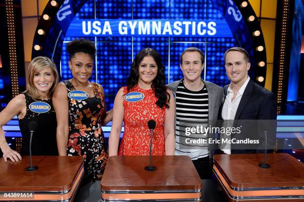 Faith Evans vs Ross Mathews and USA Gymnastics vs USA Swimming" - The celebrity teams competing to win cash for their charities feature the families...