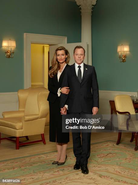 Walt Disney Television via Getty Images's "Designated Survivor" stars Natascha McElhone as Alex Kirkman and Kiefer Sutherland as Tom Kirkman.