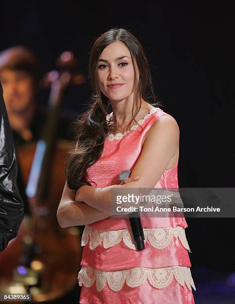 Olivia Ruiz performs at the "Fete de la Chanson Francaise" for France Television in Salle Pleyel on January 19, 2009 in Paris, France.